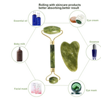 NOU: Rola de Jad natural, Pentru masaj facial si corporal, Verde