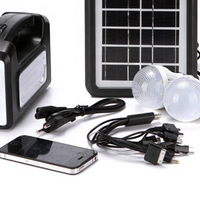 NOU: Kit camping panou solar Gdplus GD-7, 3 becuri, lanterna inclusa + usb incarcare