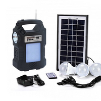 NOU: Kit Panou solar fotovoltaic, GD 8060, lanterna, 3 becuri LED, Radio FM, MP3