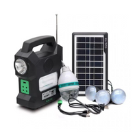 NOU: Kit solar portabil Gdlite GD-1000A, USB, bluetooth, radio FM, MP3, 4 becuri incluse, Tescomak, culoare negru