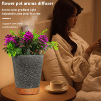 NOU: UMIDIFICATOR AROMATERAPIE IN FORMA DE GHIVECI CU FLORI, 7 CULORI PROGRAMABIL, OPRIRE AUTOMATA