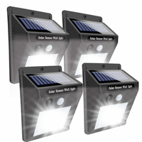 Set 4 Lampi Cu Incarcare Solara, senzor de miscare si de lumina, 3 Moduri de Iluminare, 20 LED-uri Puternice