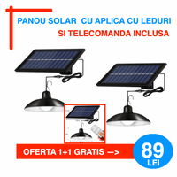 Oferta 1 + 1! Panou Solar Cu 1 Bec LED Cu Aplica Si Telecomanda