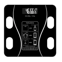 Cantar Electronic Inteligent De Baie Cu Aplicatie Smart, Corporal, Ecran Digital Iluminat, Termometru, Suporta Maxim 180 Kg, 26 x 26 cm, Baterii, Negru