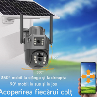 Camera Video de Supraveghere Wi-Fi - Doua Lentile, Panou Solar pentru incarcare