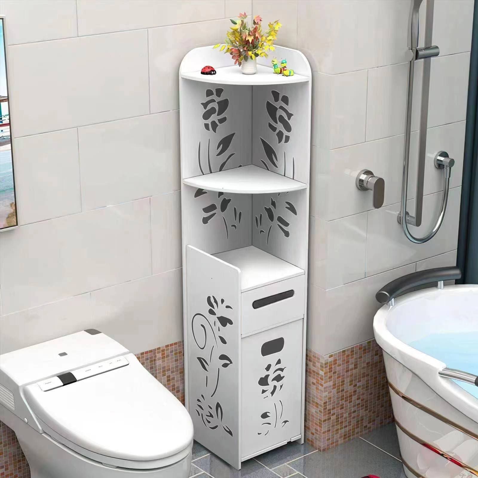 Dulap vertical pentru baie, 3 polite, 2 sertare 100x24x24/120x27x27 cm