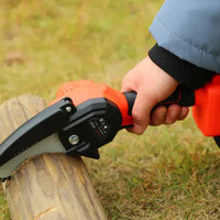 WOW: LICHIDARE STOC: Mini Fierastrau Electric Cu Acumulatori 24V, 2x Baterie + 2x Lant + 2x Lama, 4 Inch + CADOU pila 25cm+CADOU Cutie De Depozitare