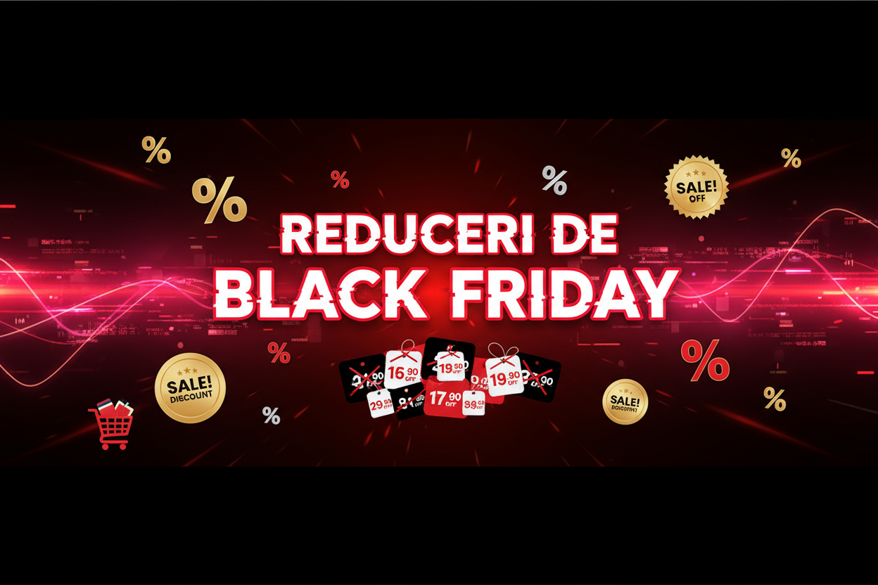 imaginea sa contina discounturui si textul Reduceri de Black Friday