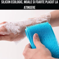 **1+1 Perie de Corp din Silicon cu Doua Fete, Curatare in Profunzime, Multifunctional, Masaj Spate