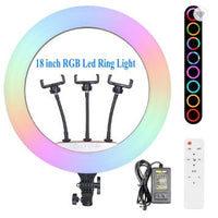 Selfie ring RGB, inaltime 1.80 metri, diametru 45 cm, 18 inch, telecomanda