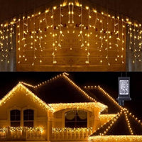 Set 2 instalatii AC franjuri 2 x 12 metri , alb cald, total 24 metri