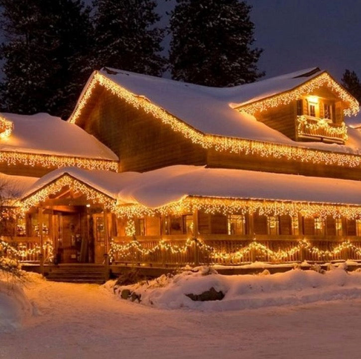 Set 2 instalatii AC franjuri 2 x 12 metri , alb cald, total 24 metri