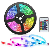Banda LED RGB multicolor cu telecomanda 5 M, alimentare la priza