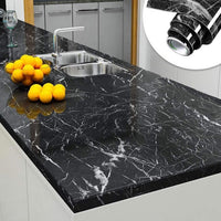 Folie adeziva imitatie marmura neagra, 60 x 200 cm