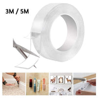1+1 GRATIS Banda dublu adeziva transparenta reutilizabila din silicon 2 x 5 metri