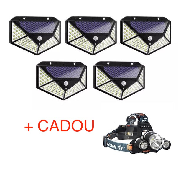 Set 5 lampi solare 100 leduri + Cadou Laterna triplu led