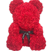 Ursulet floral rosu din Trandafiri, plus cutie cadou
