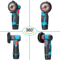 NOU: Mini polizor portabil unghiular tip flex electric cu 2 acumulatori , 12 volti, disc de 76 mm