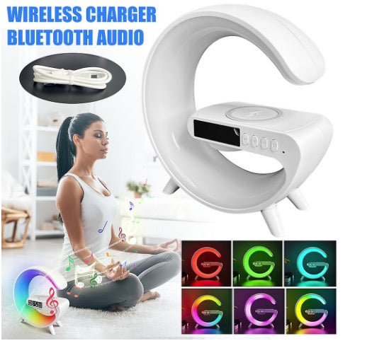 Lampă cu ceas cu alarmă RGB multifuncțională Difuzor Bluetooth inteligent Încărcător wireless