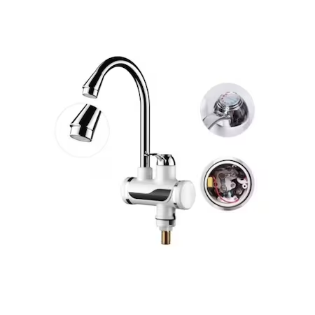 Robinet Electric Instant Cu Montare Pe Chiuveta, AfisaJ LCD Temperatura, Incalzire Instantanee A Apei, 2.5l/minut, Alb