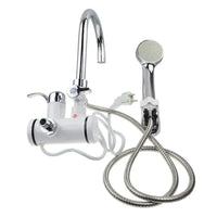 Robinet electric cu Dus/Furtun + Para, incalzire instantanee a apei, afisaj LCD al temperaturii, putere 3KW, debit 1.5L/min prindere pe perete, Alb