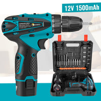 Set Bormasina Electrica - DASGUT cu 2 Acumulatori 12V, Set 24 de Accesorii, 1400 RPM