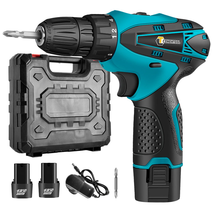 Set Bormasina Electrica - DASGUT cu 2 Acumulatori 12V, Set 24 de Accesorii, 1400 RPM