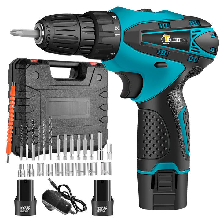 Set Bormasina Electrica - DASGUT cu 2 Acumulatori 12V, Set 24 de Accesorii, 1400 RPM