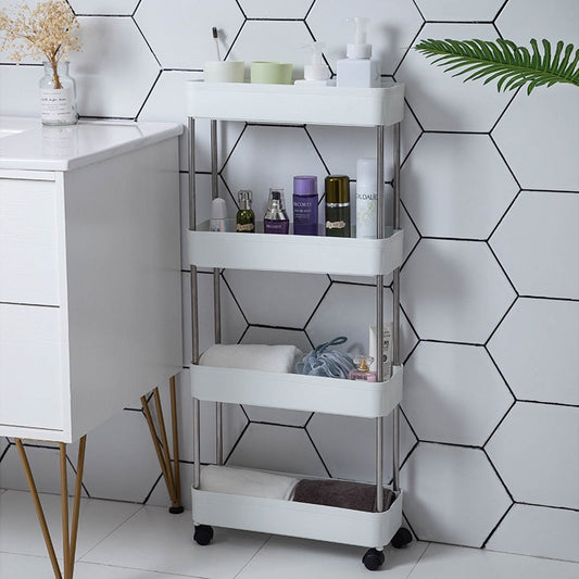 Carucior organizator slim, portabil, cu 4 rafturi